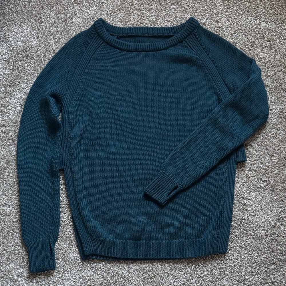 Lululemon Yin to You Chunky Knit Merino Wool Sweater - Deep Teal Alberta Lake - Picture 3 of 9